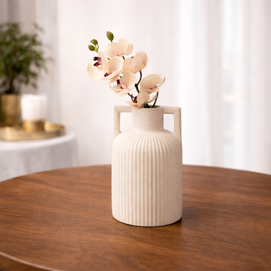 אגרטל קרמיקה עם ידיות "סנדי" 19*12 ס"מ