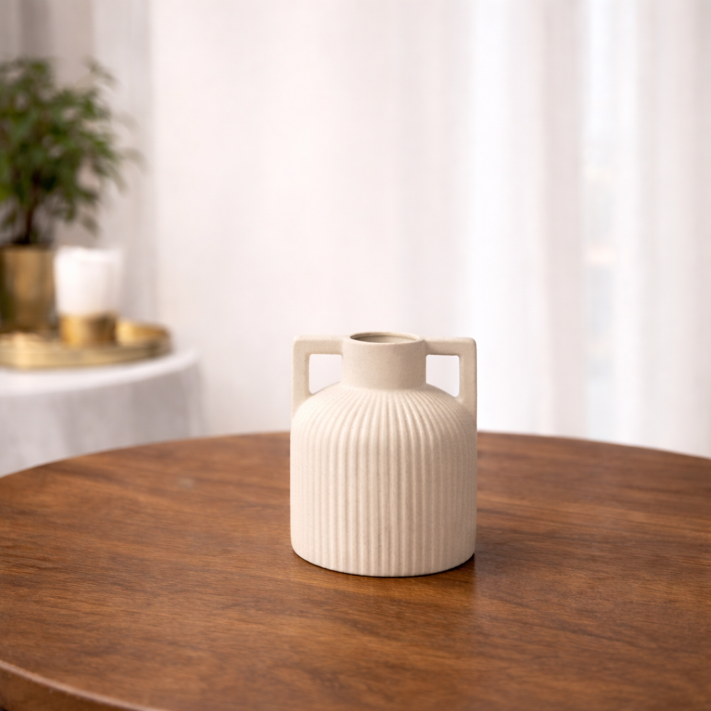 אגרטל קרמיקה עם ידיות "סנדי" 14*13 ס"מ