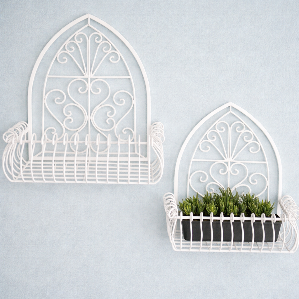 זוג אדניות לתלייה בצבע שמנת