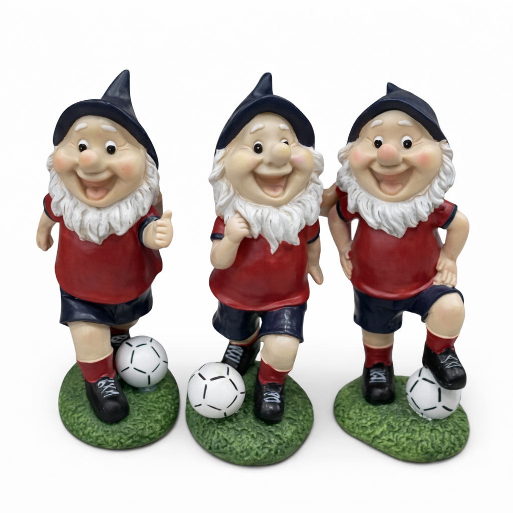 סט 3 גמדים מקרמיקה - קבוצת כדורגל