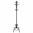 מתלה בגדים עומד מברזל שחור בעיצוב וינטג' עם ווים לתליית מעילים וכובעים