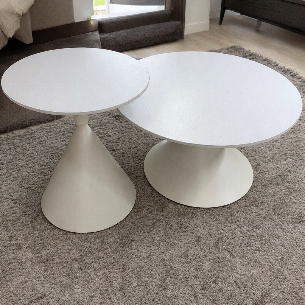 סט שולחנות לסלון מאבן דמוי שיש