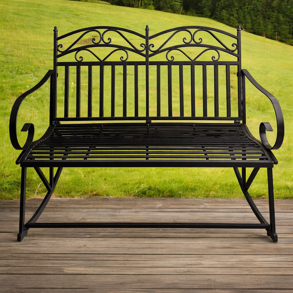 ספסל נדנדה מברזל בצבע שחור