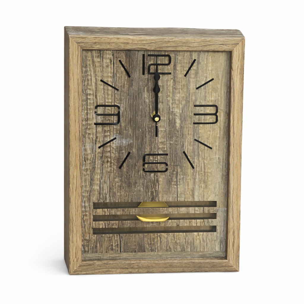 שעון עץ מלבני שולחני\לתלייה