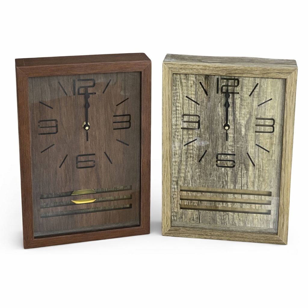 שעון עץ מלבני שולחני\לתלייה