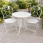 סט שולחן וכסאות ברזל בצבע שמנת