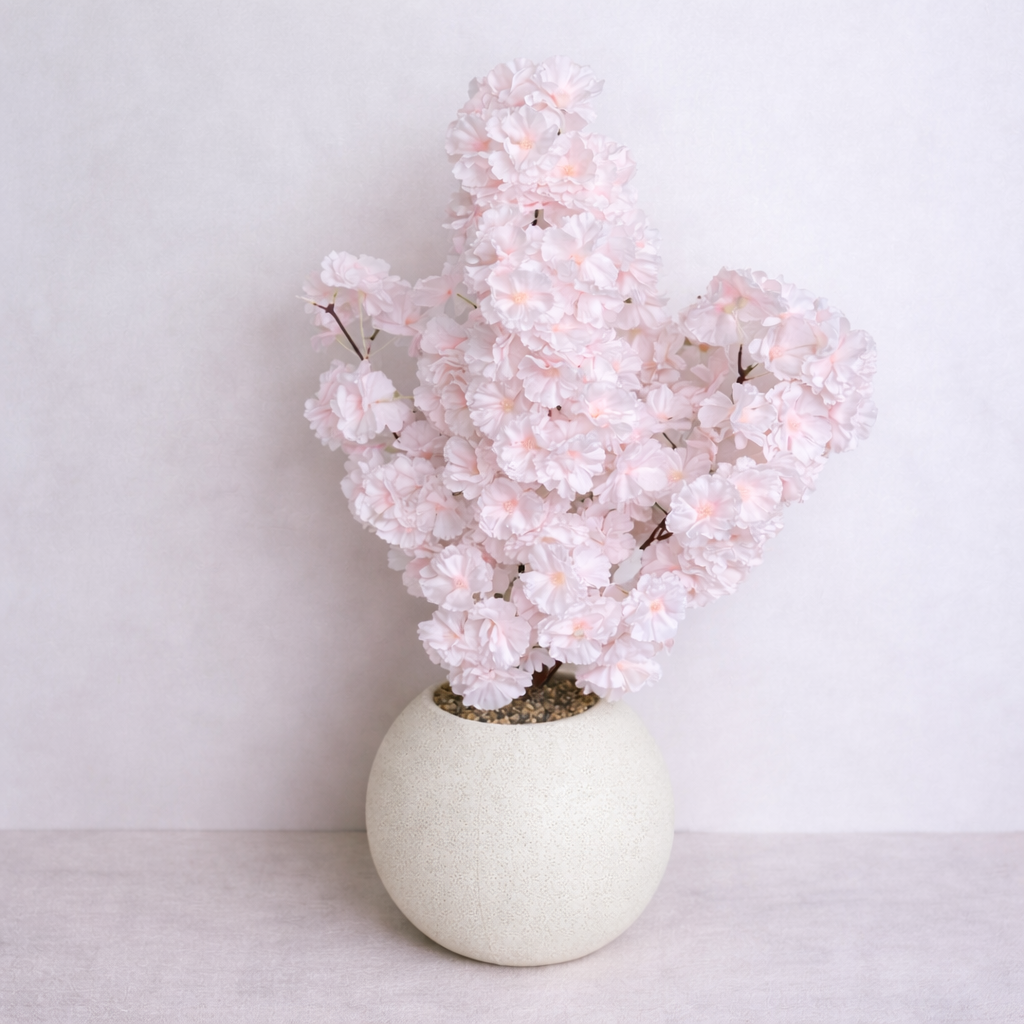 עץ סאקורה ורוד מלאכותי באגרטל לעיצוב סלון וחדר שינה