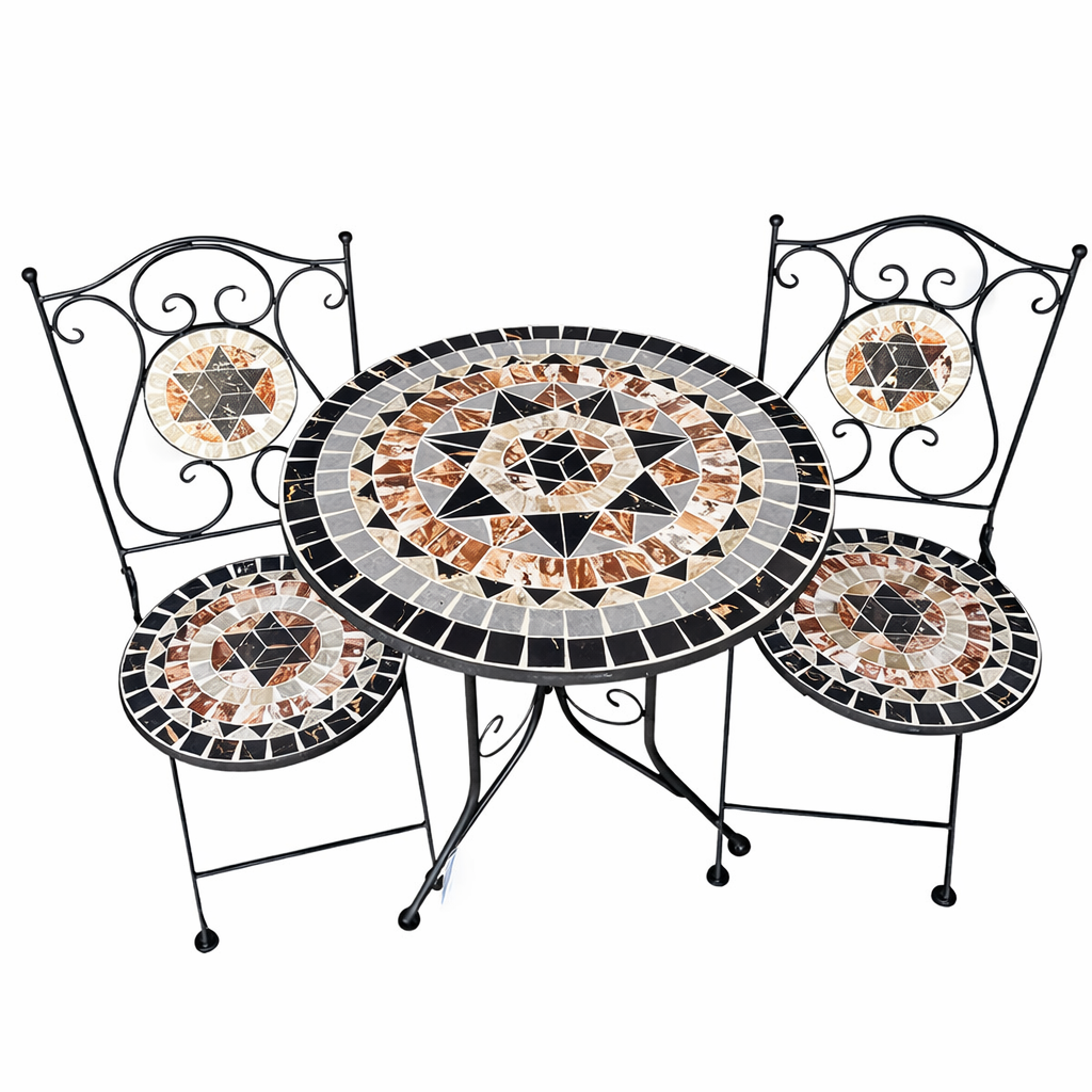 סט שולחן ושני כיסאות פסיפס