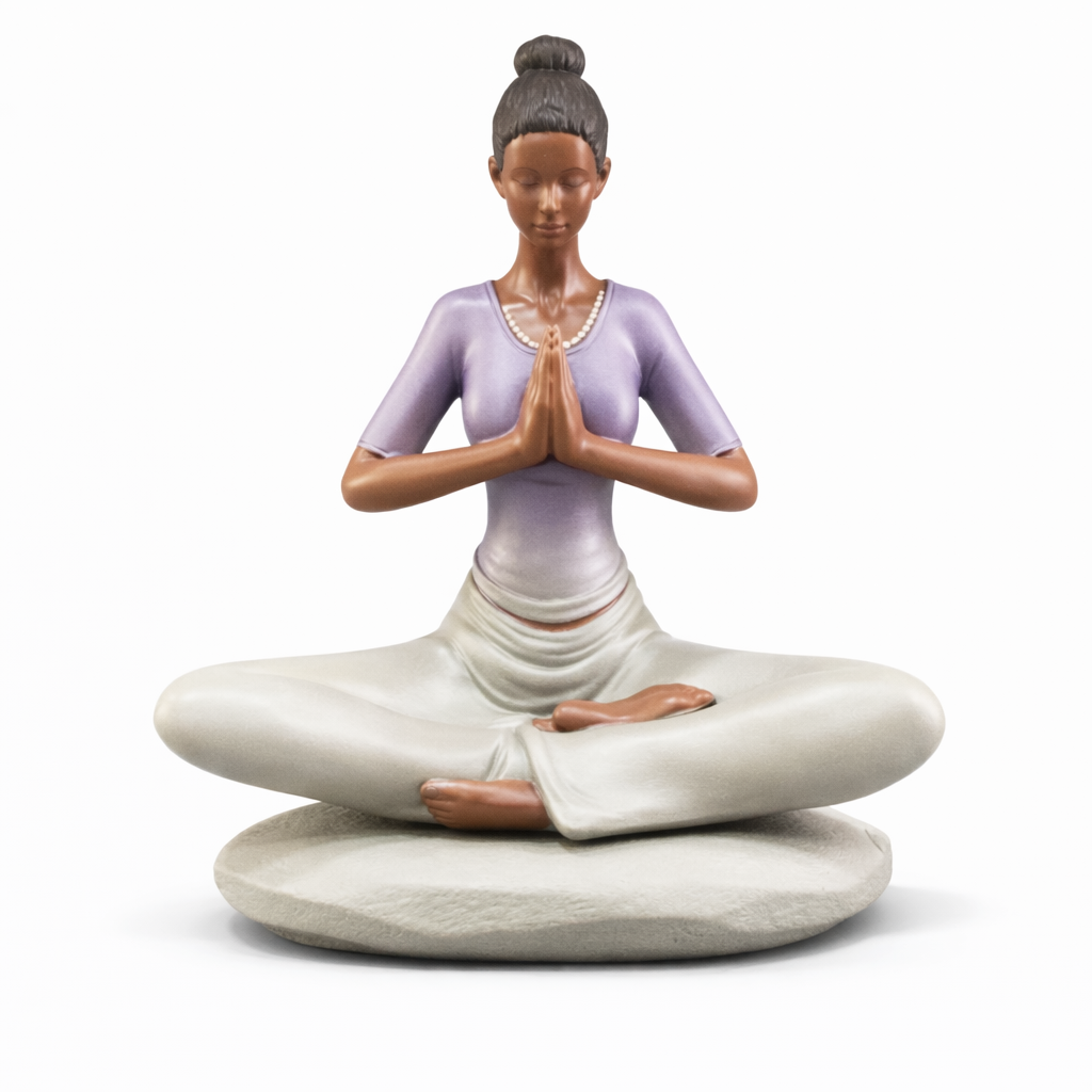 פסל אישה יוגה על אבן