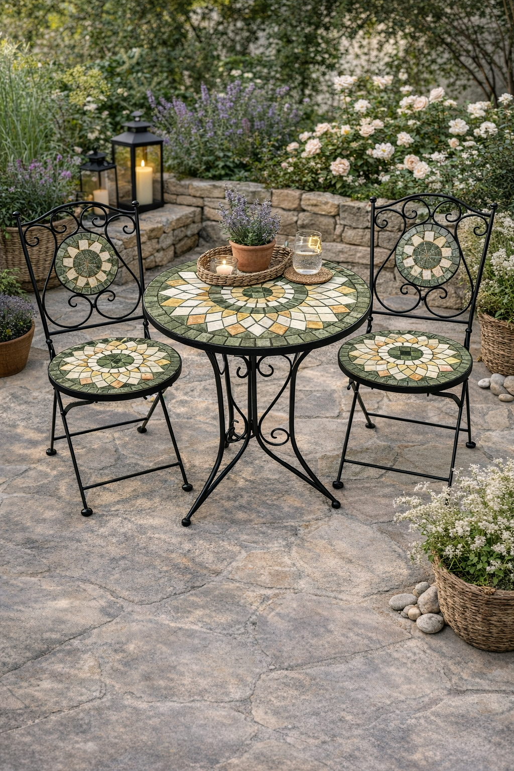 סט שולחן ושני כסאות פסיפס